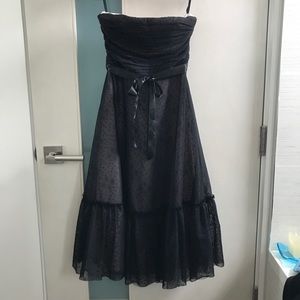 BCBG Maxazria strapless black lace tulle dress